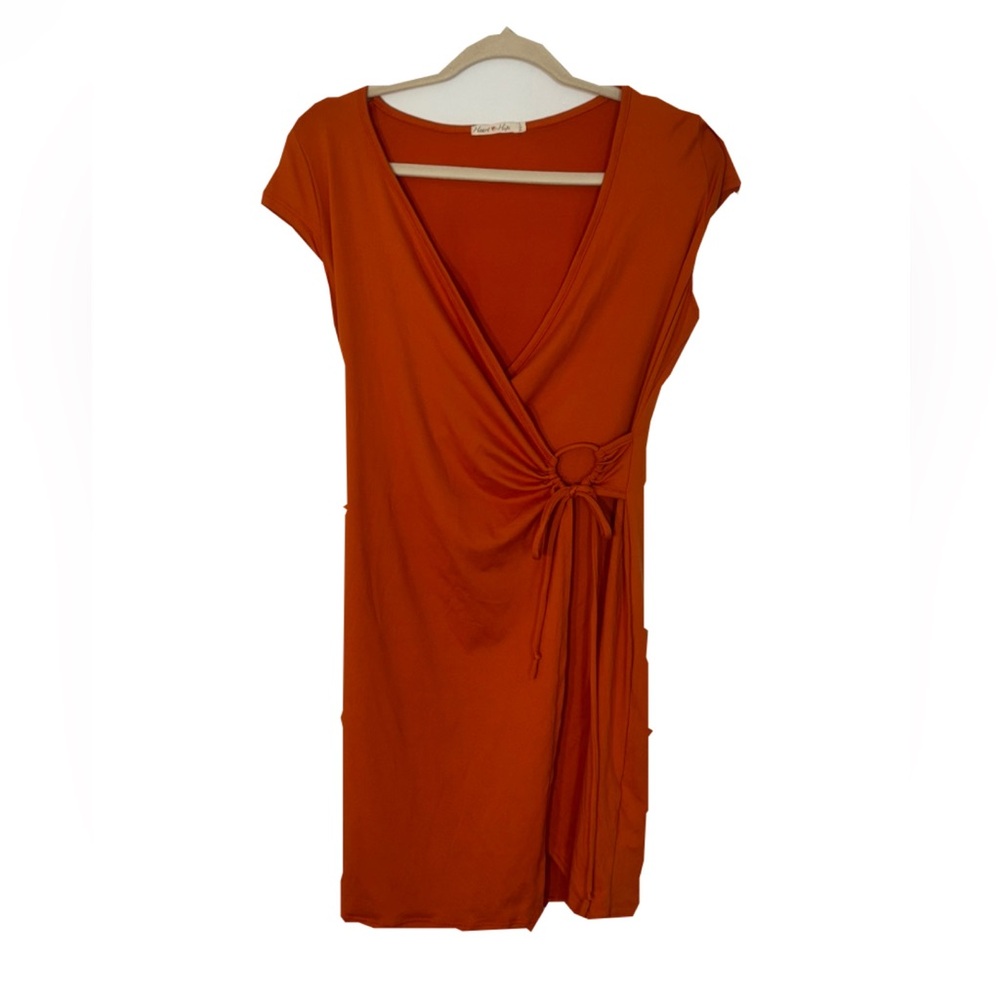 Elegant Orange Wrap Dress